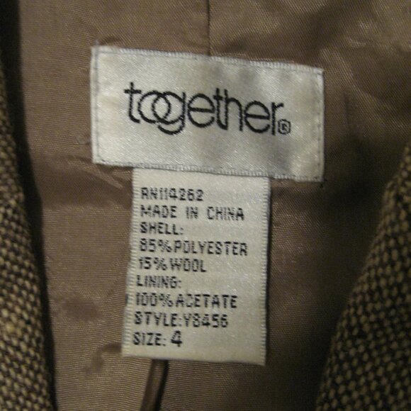 Vintage Classic Together Wool Blend Blazer Jacket, Tan Brown, Size 4 Small - Picture 5 of 6